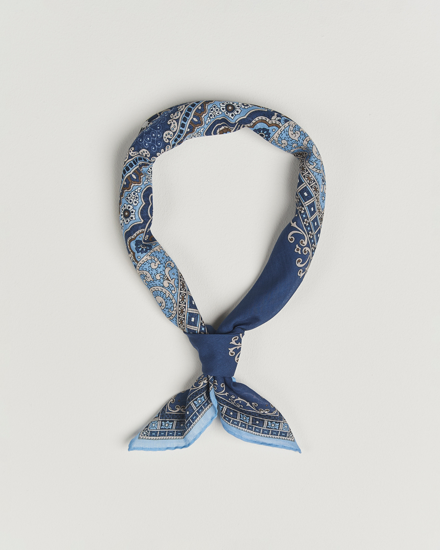Herren | Tücher | Amanda Christensen | Cotton Voilé Printed Paisley Bandana Navy