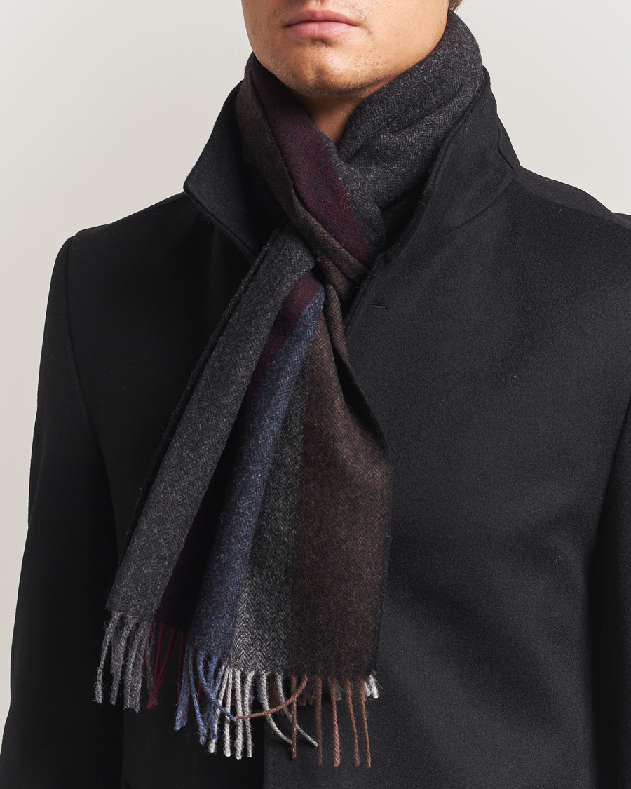 Herren | Amanda Christensen Merino Wool Herringbone Striped Scarf Multi | Amanda Christensen | Merino Wool Herringbone Striped Scarf Multi