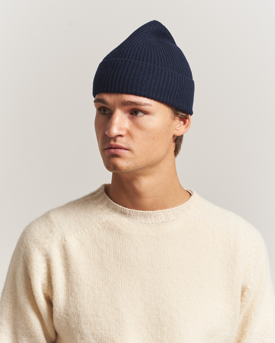 Herren | Mützen | Amanda Christensen | Rib Knitted Merino Wool Cap Navy