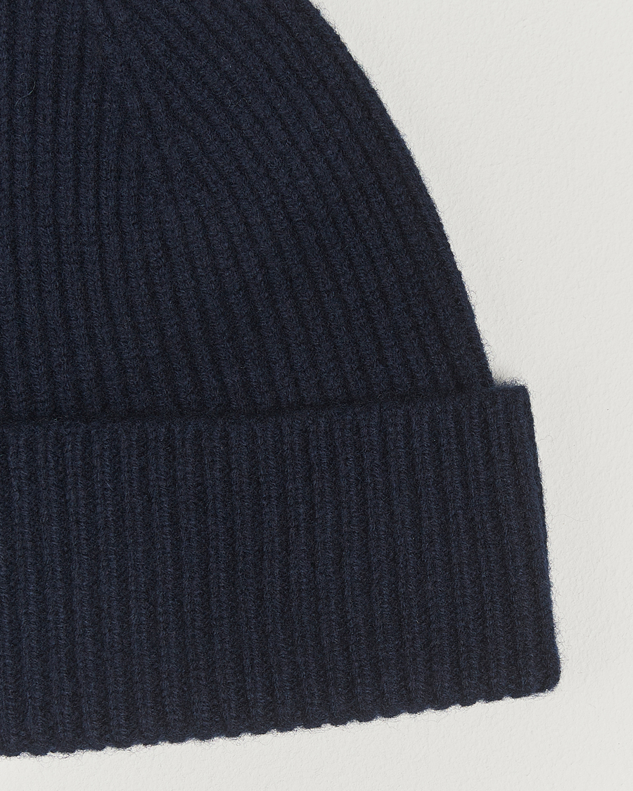 Herren | Mützen | Amanda Christensen | Rib Knitted Merino Wool Cap Navy