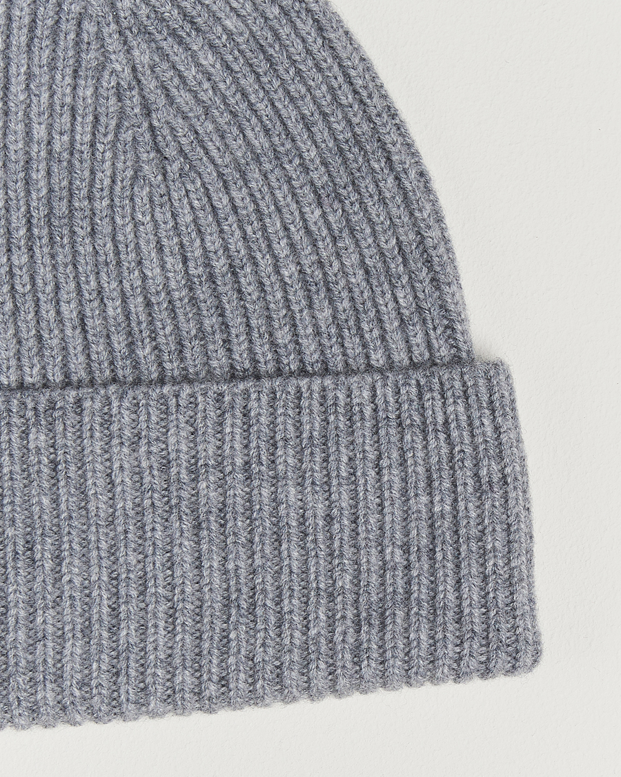 Herren | Mützen | Amanda Christensen | Rib Knitted Merino Wool Cap Light Grey Melange