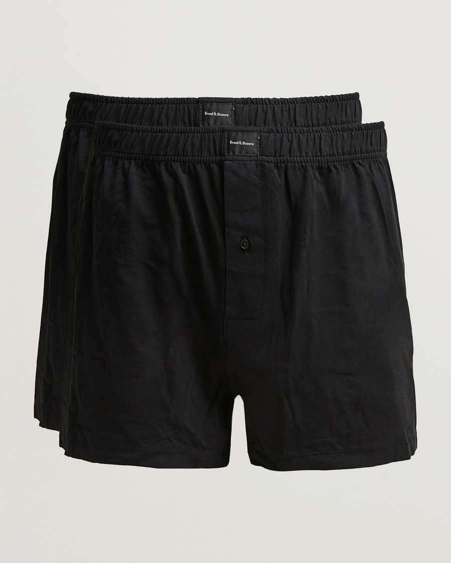 Herren | Unterwäsche | Bread & Boxers | 2-Pack Jersey Boxer Shorts Black