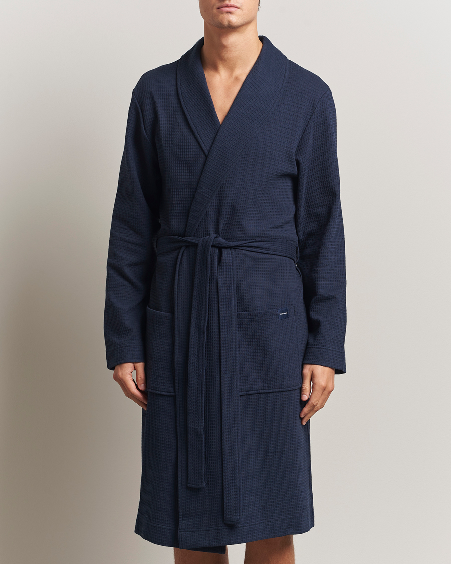 Herren | Schlafanzüge & Bademäntel | Bread & Boxers | Waffle Robe Navy Blue