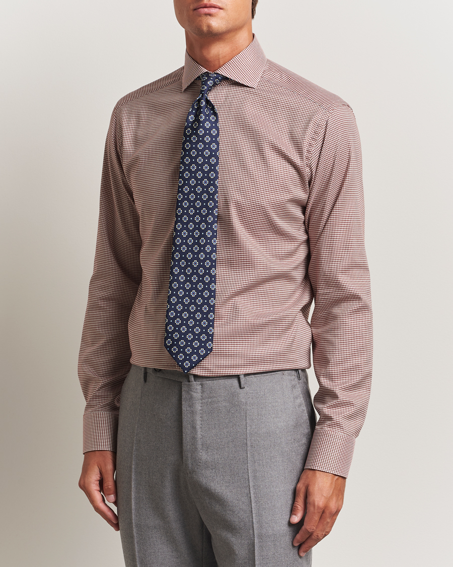 Herren | Hemden | Eton | Slim Fit Checked Wrinkle Free Flannel Shirt Red