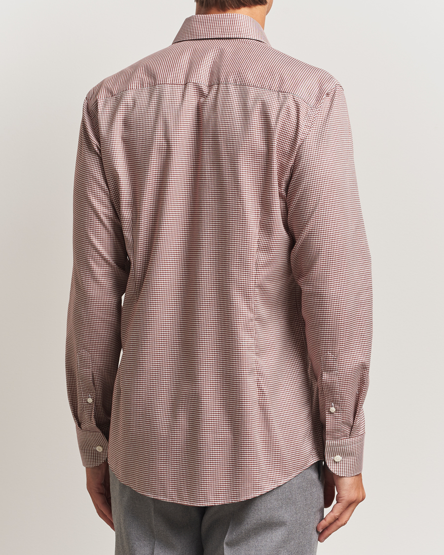 Herren | Hemden | Eton | Slim Fit Checked Wrinkle Free Flannel Shirt Red