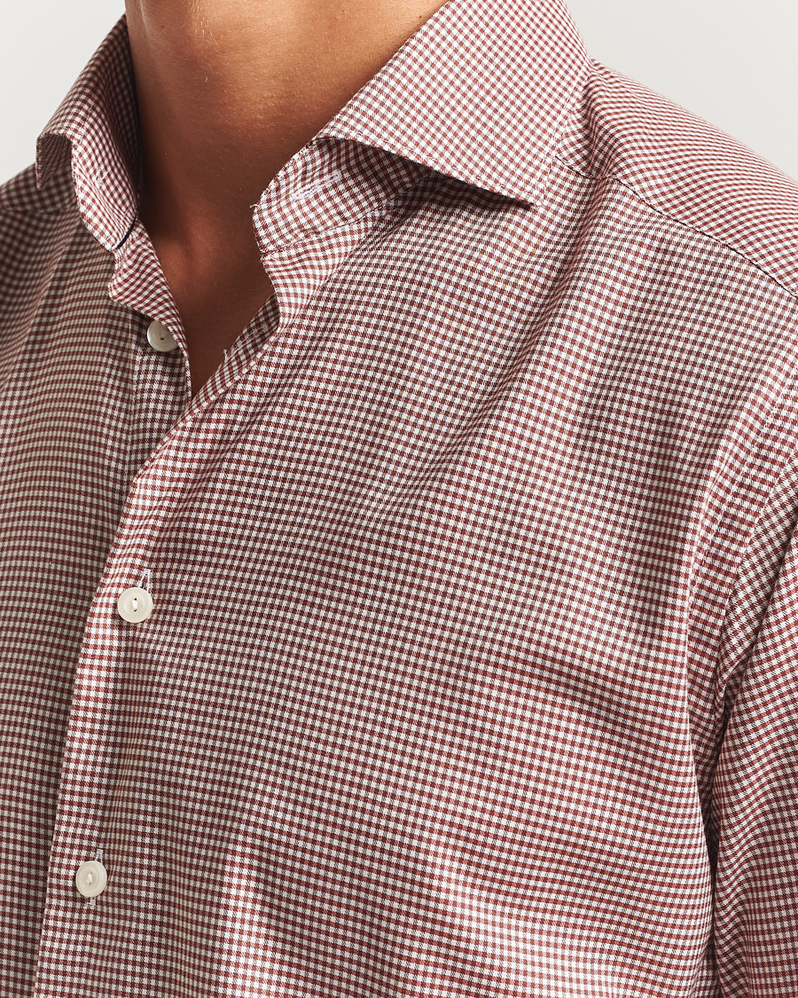 Herren | Hemden | Eton | Slim Fit Checked Wrinkle Free Flannel Shirt Red