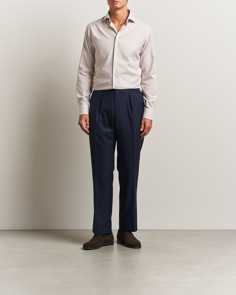 Herren | Hemden | Eton | Slim Fit Bengal Striped Oxford Shirt Beige