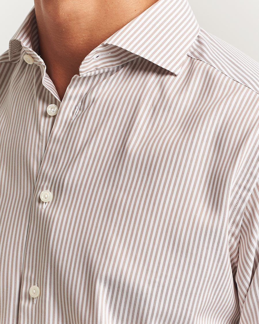 Herren | Hemden | Eton | Slim Fit Bengal Striped Oxford Shirt Beige
