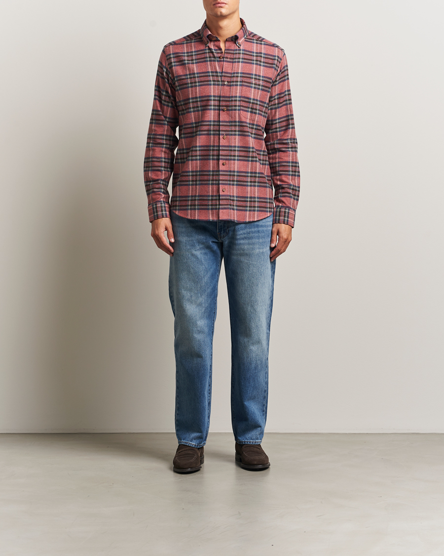 Herren | Hemden | Eton | Casual Fit Checked Flannel Shirt Red Multi