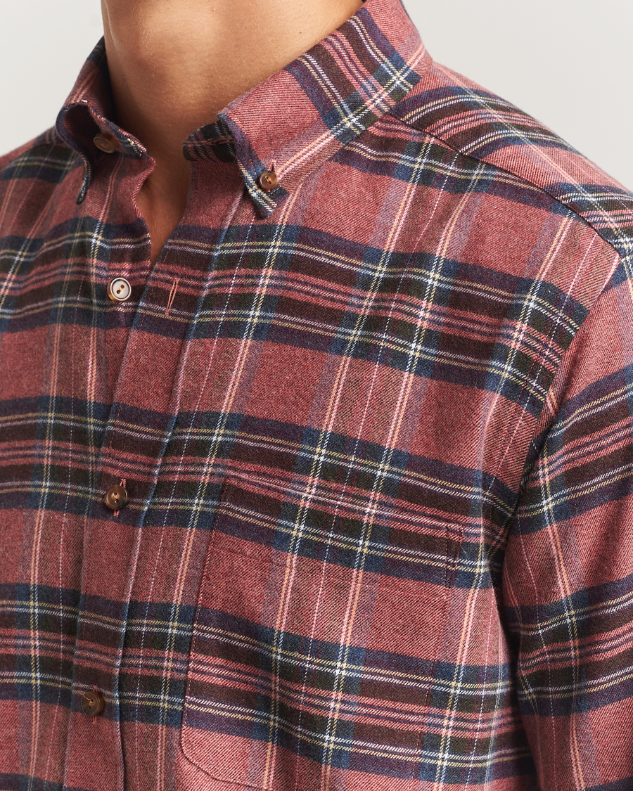 Herren | Hemden | Eton | Casual Fit Checked Flannel Shirt Red Multi
