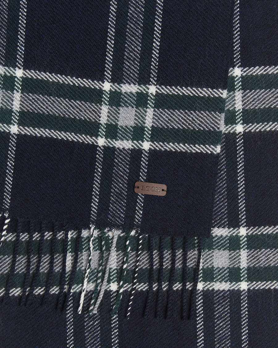 Herren | Schals | Eton | Merino Wool Checked Scarf Navy