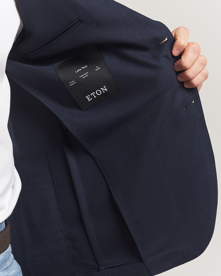 Herren | Sakkos | Eton | Wool Lana Tech Soft Blazer Navy Blue