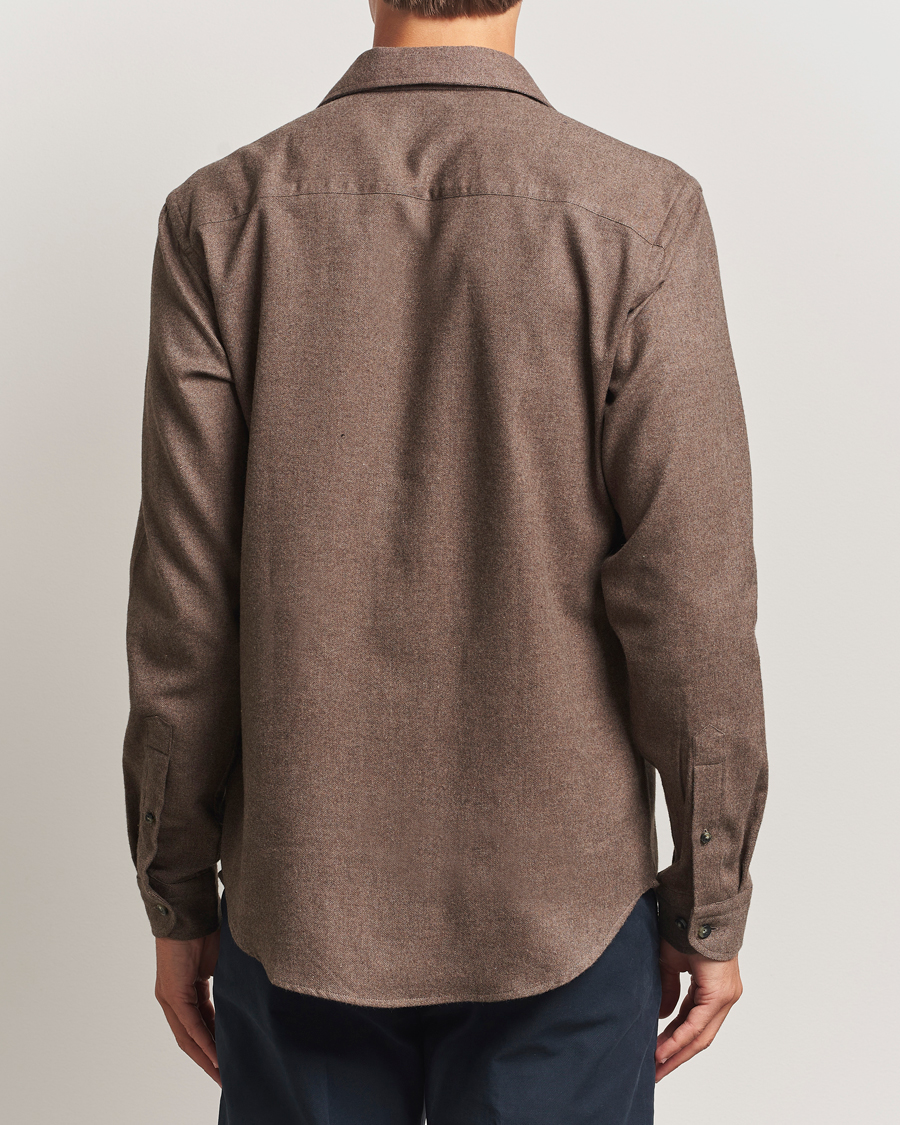 Herren | Hemden | Eton | Casual Fit One Piece Collar Flannel Shirt Brown