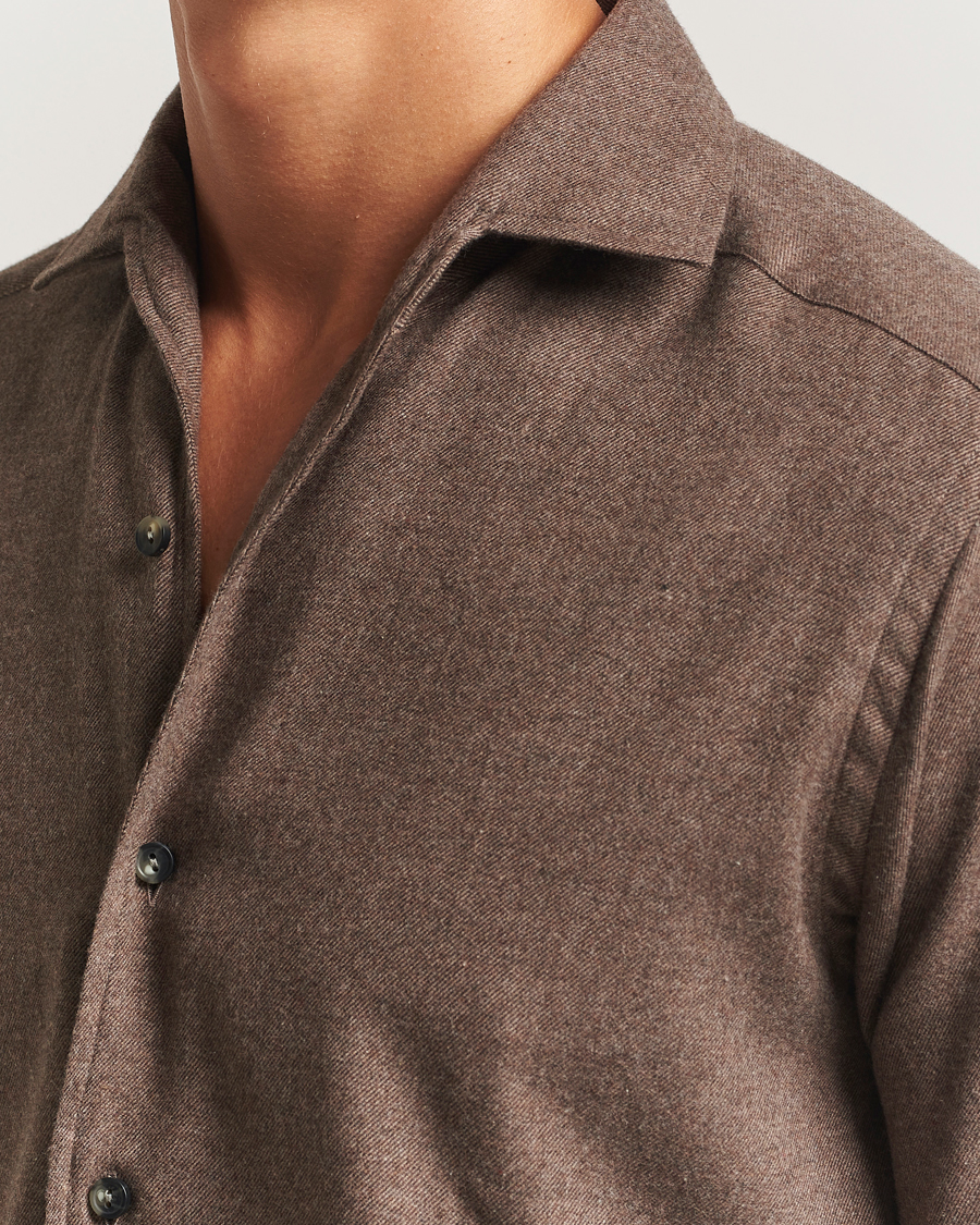 Herren | Hemden | Eton | Casual Fit One Piece Collar Flannel Shirt Brown