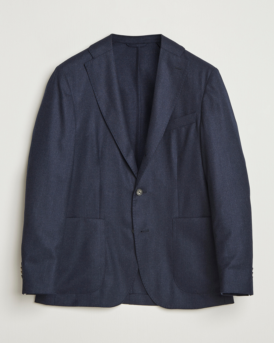 Herren | Sakkos | Eton | Wool Flannel Patch Pocket Blazer Navy
