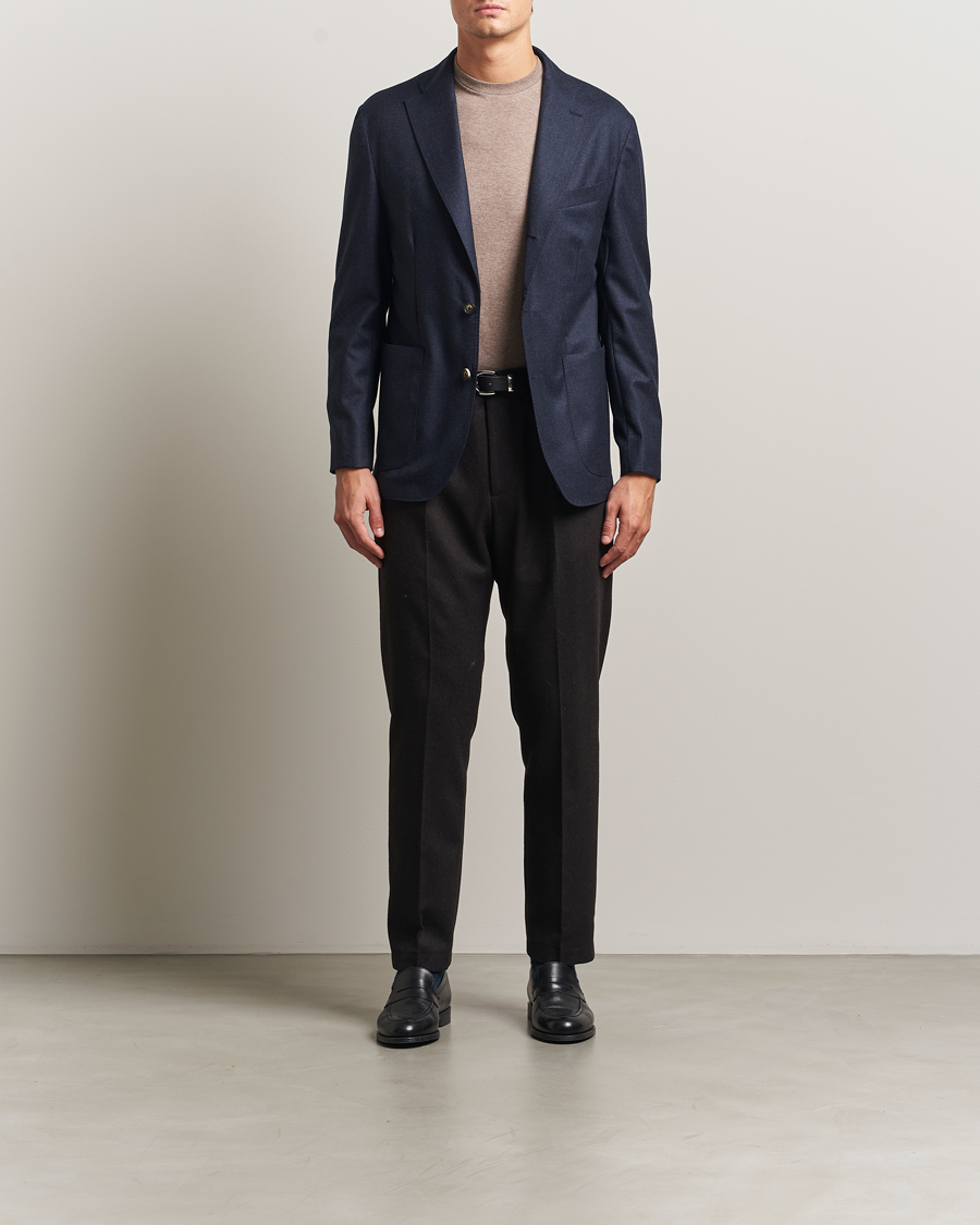 Herren | Sakkos | Eton | Wool Flannel Patch Pocket Blazer Navy