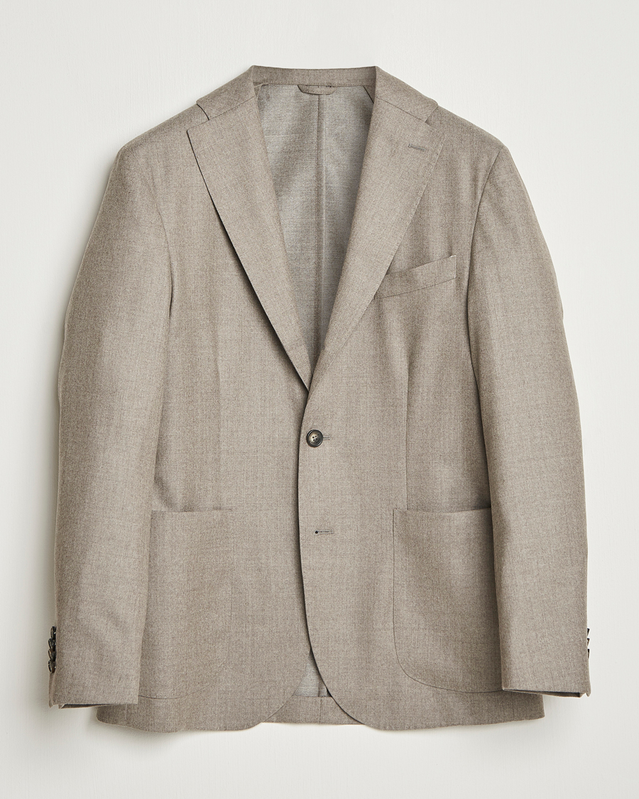 Herren | Sakkos | Eton | Wool Flannel Patch Pocket Blazer Beige