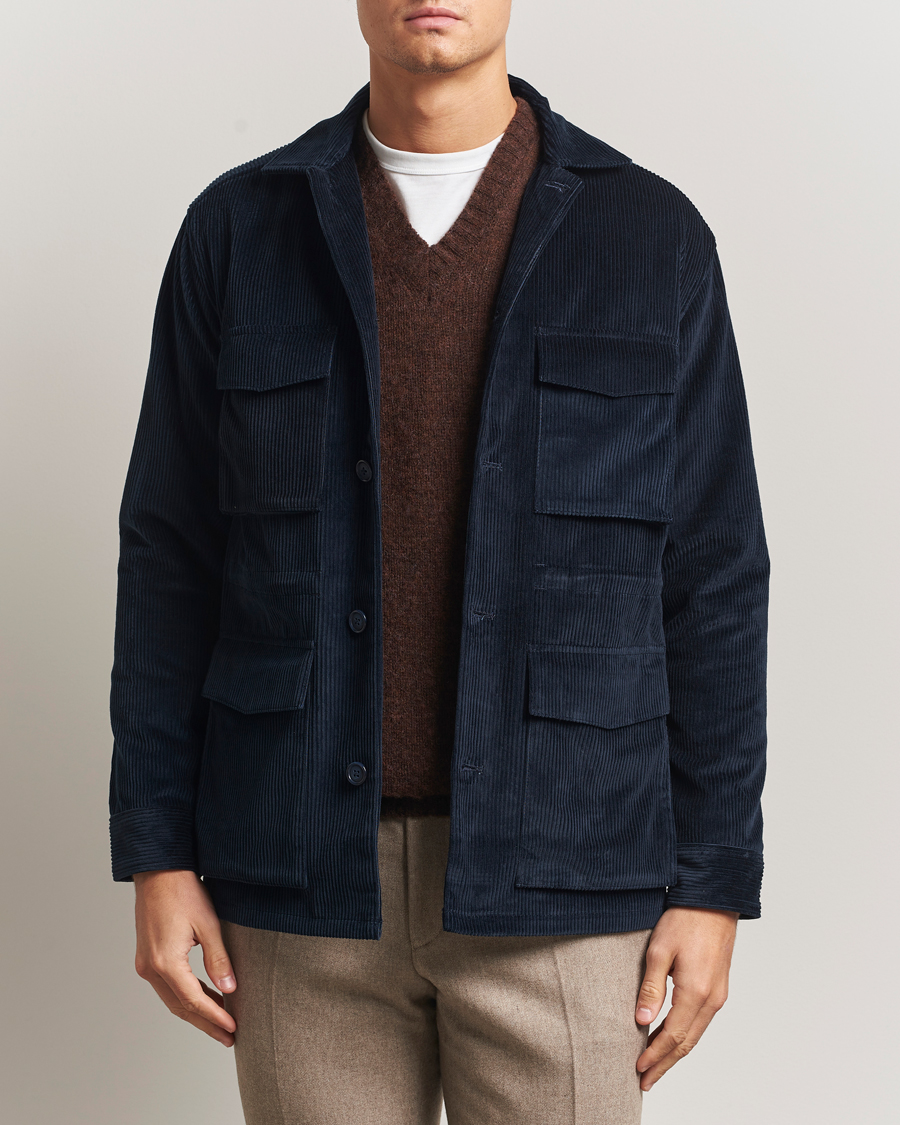 Herren | Jacken | Eton | Corduroy Field Jacket Navy