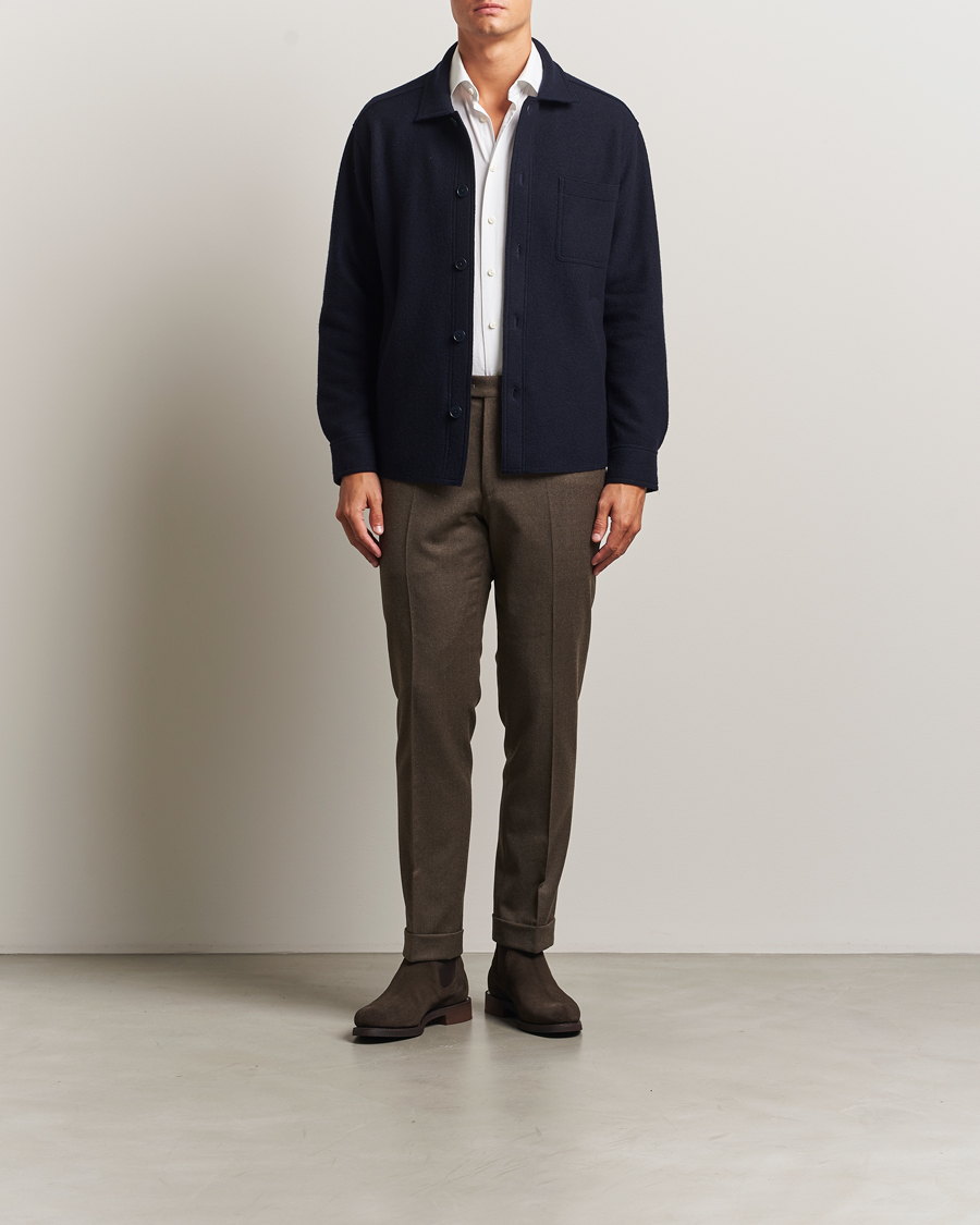 Herren | Hemden | Eton | Boiled Wool Overshirt Navy