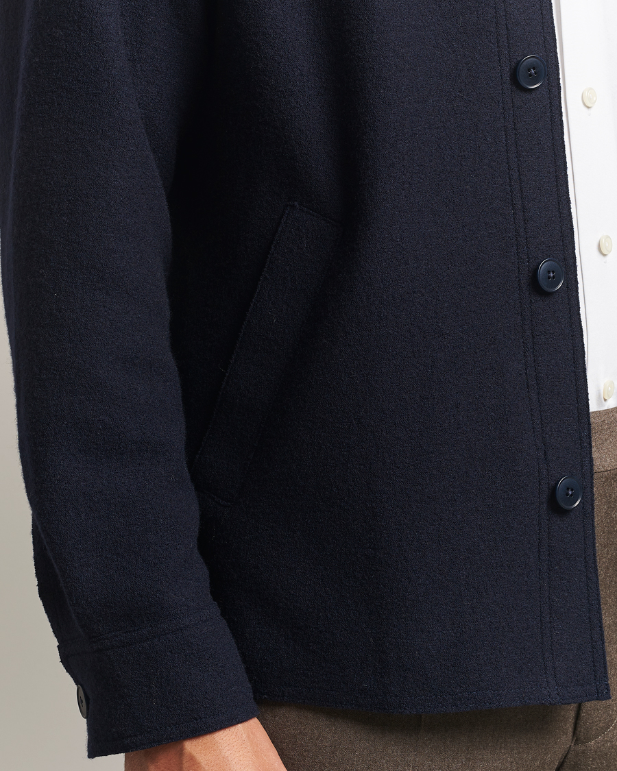 Herren | Hemden | Eton | Boiled Wool Overshirt Navy
