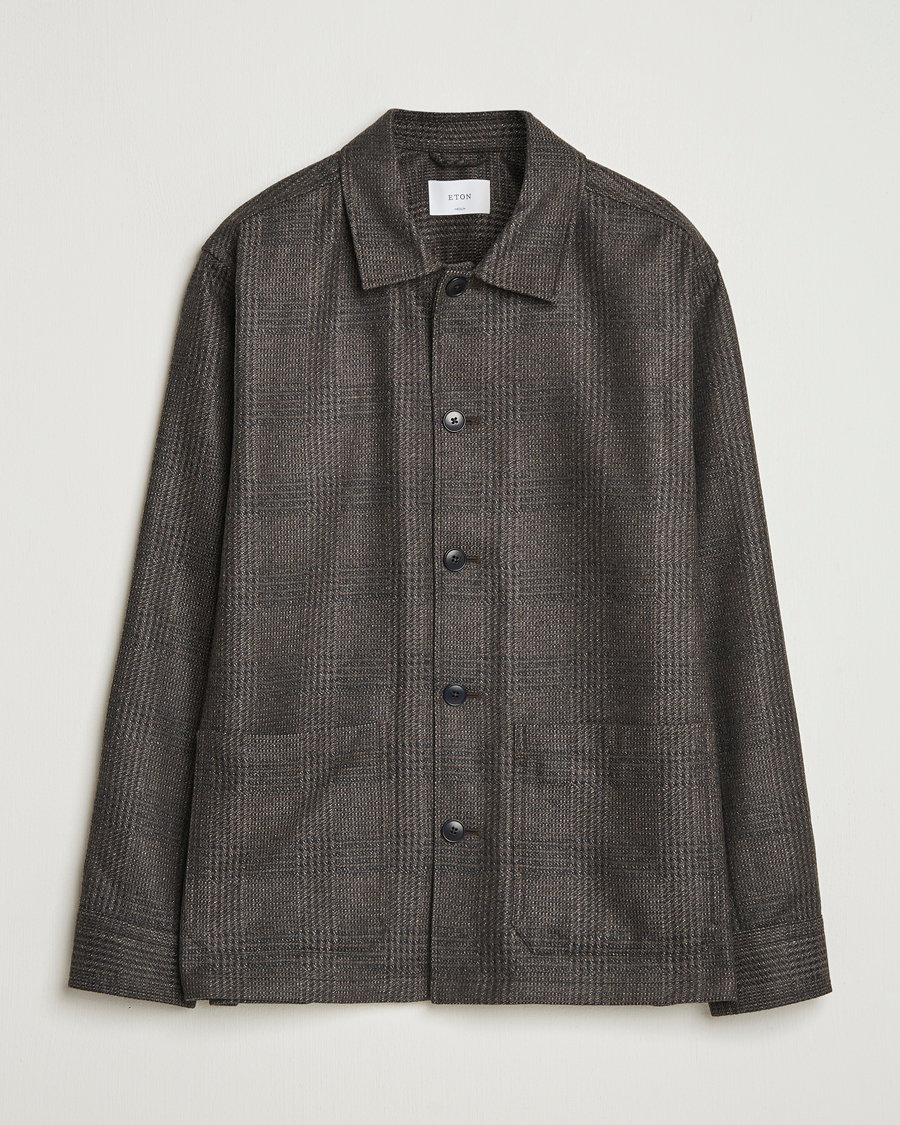 Herren | Hemden | Eton | Wool/Cashmere Checked Overshirt Dark Grey