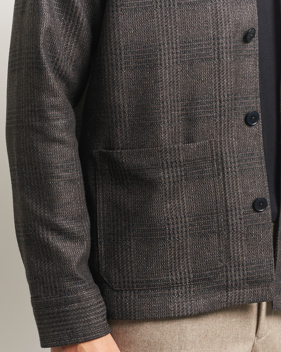 Herren | Hemden | Eton | Wool/Cashmere Checked Overshirt Dark Grey