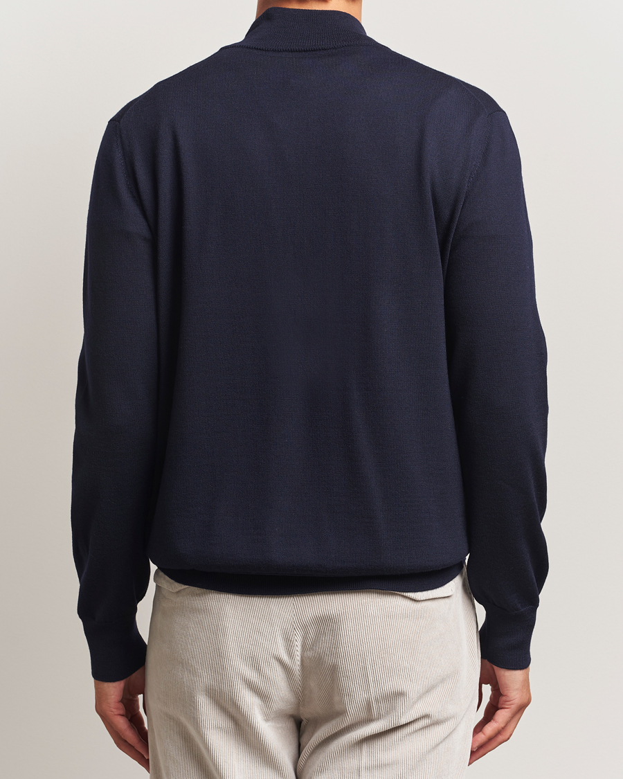 Herren | Pullover | Eton | Merino Knitted Half Zip Navy