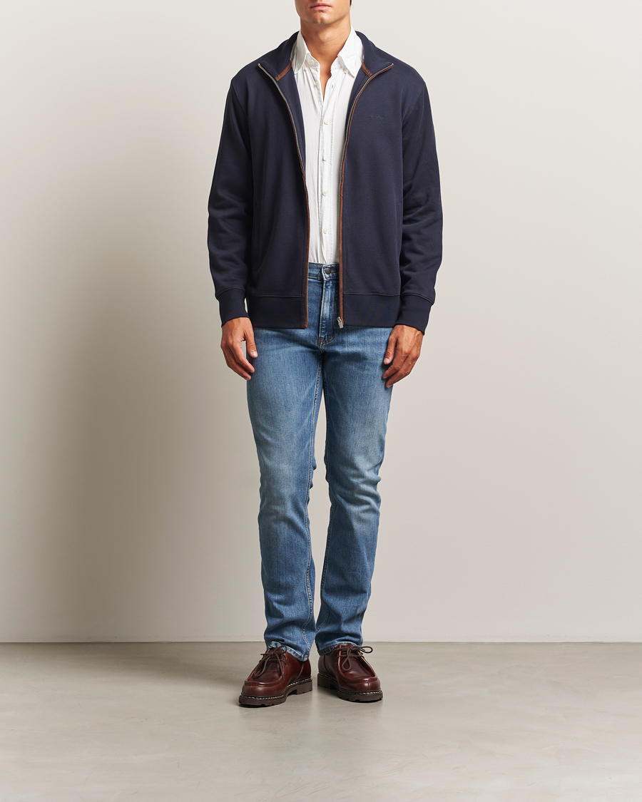 Herren | Pullover | GANT | Sacker Rib Full Zip Evening Blue