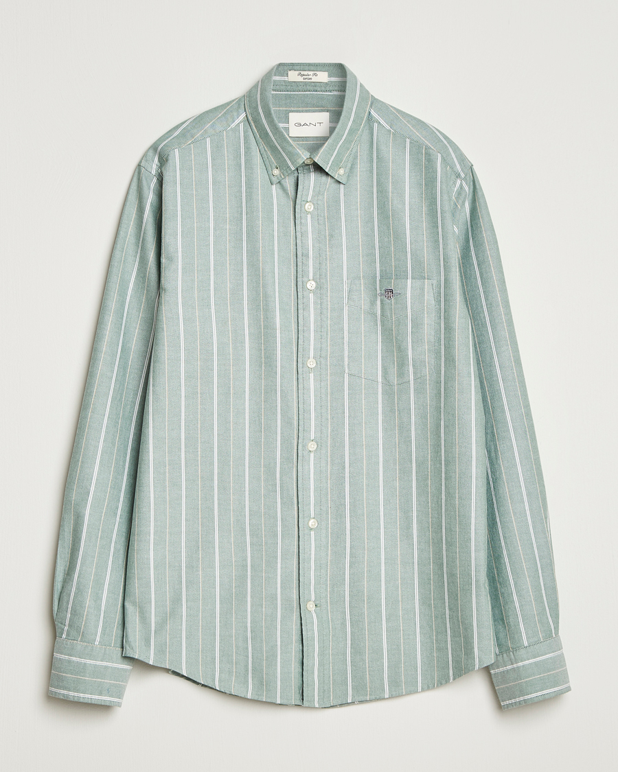 Herren | Hemden | GANT | Regular Fit Classic Striped Oxford Shirt Forest Green