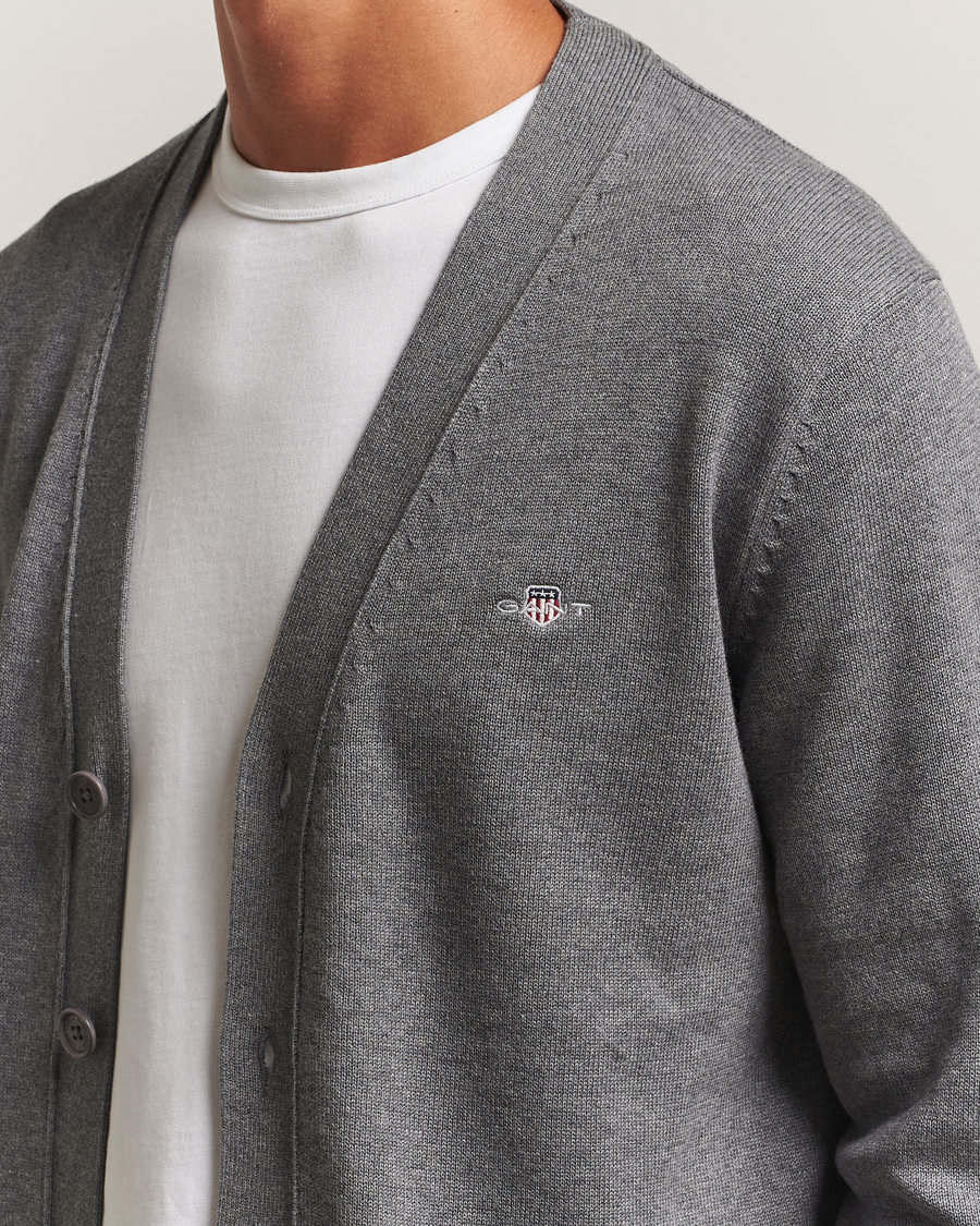 Herren | Pullover | Gant | Casual Cotton Cardigan Dark Grey Melange