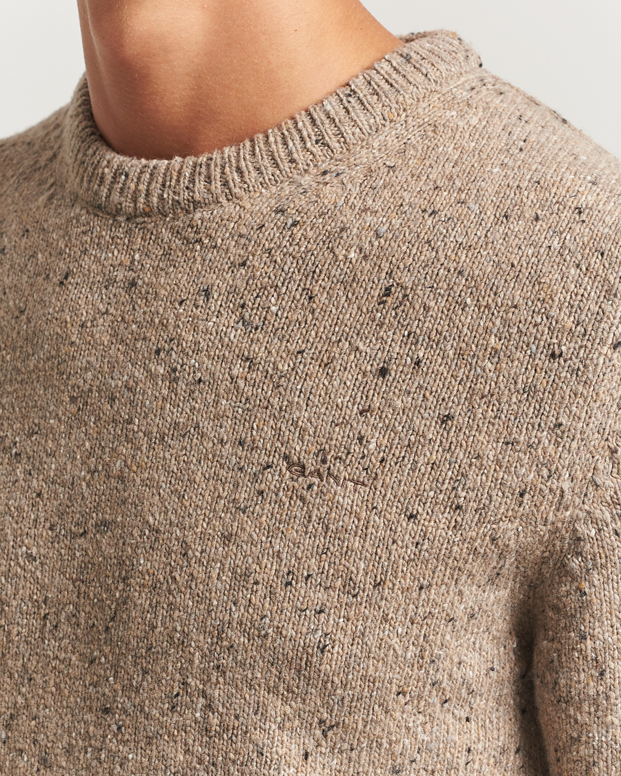 Herren | Pullover | GANT | Neps Wool Crew Neck Sand Melange
