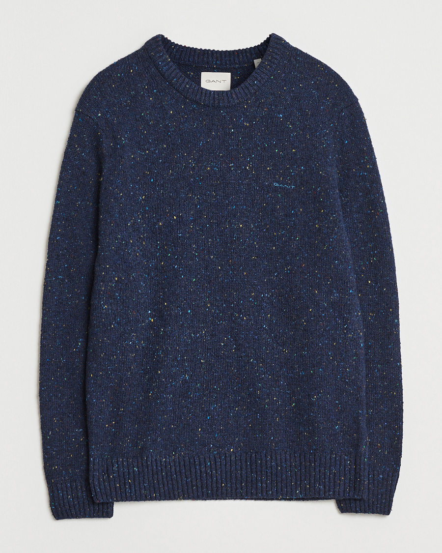 Herren | Pullover | GANT | Neps Wool Crew Neck Evening Blue
