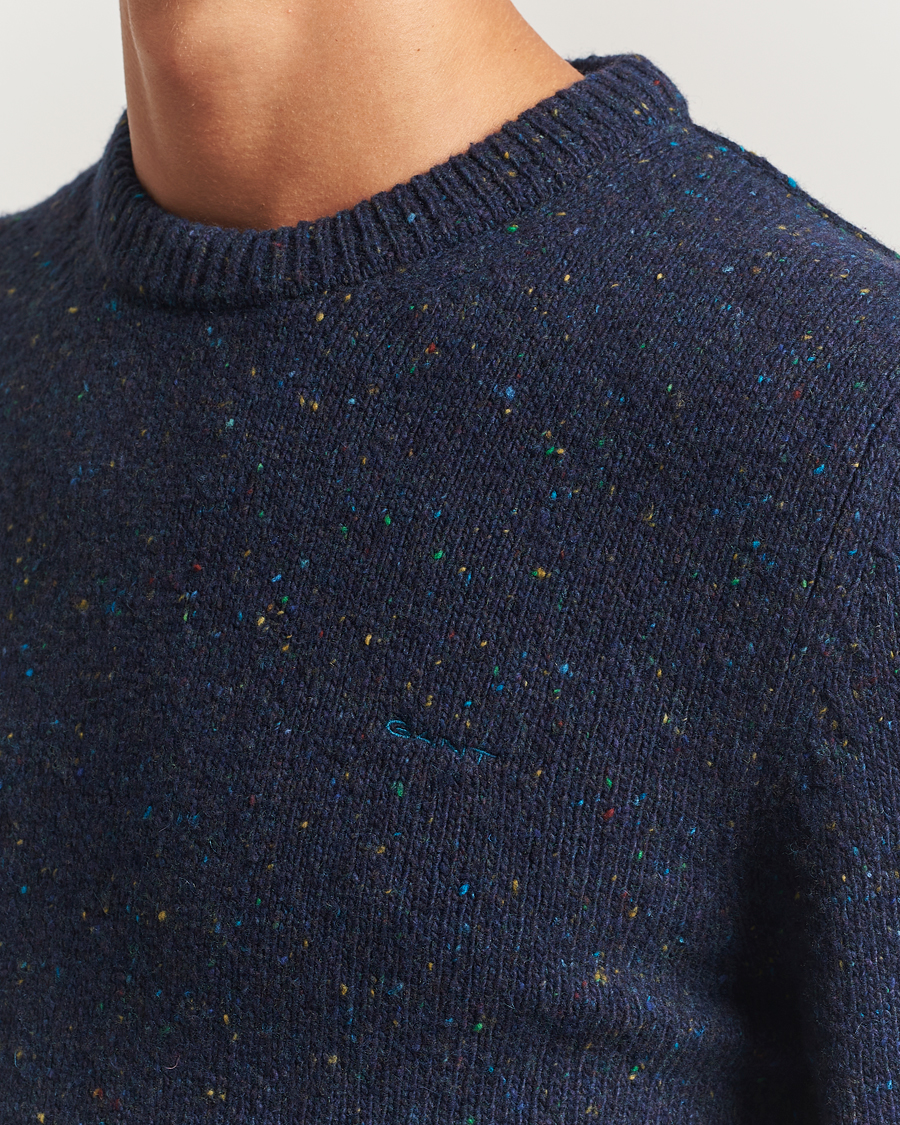 Herren | Pullover | GANT | Neps Wool Crew Neck Evening Blue