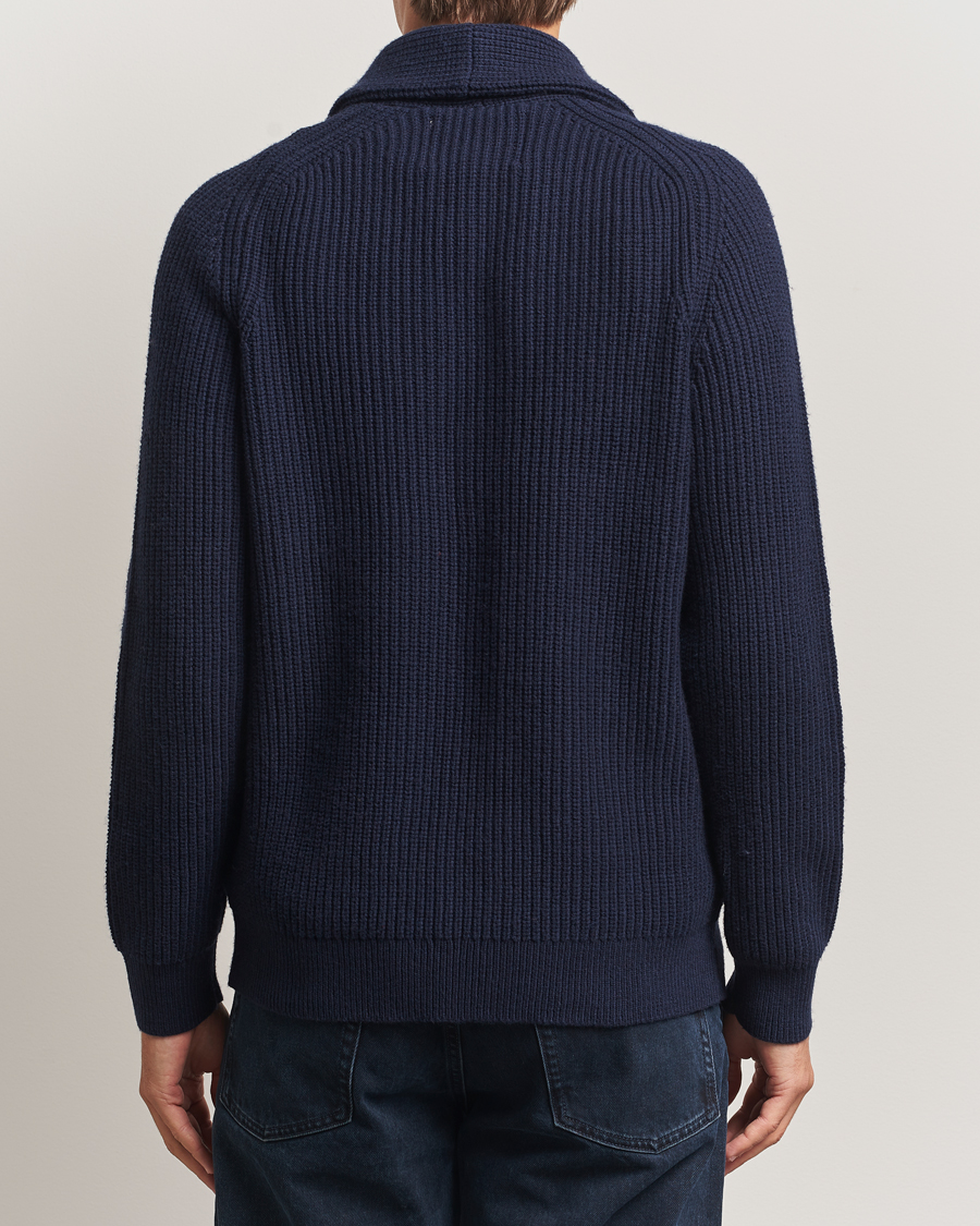 Herren | Pullover | GANT | Wool Knitted Shawl Collar Cardigan Evening Blue