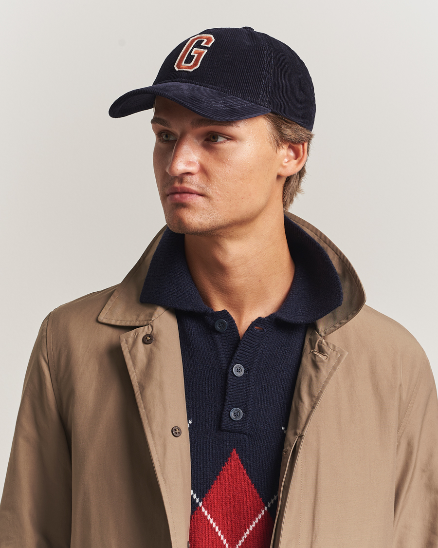 Herren | GANT G Badge Corduroy Cap Evening Blue | GANT | G Badge Corduroy Cap Evening Blue