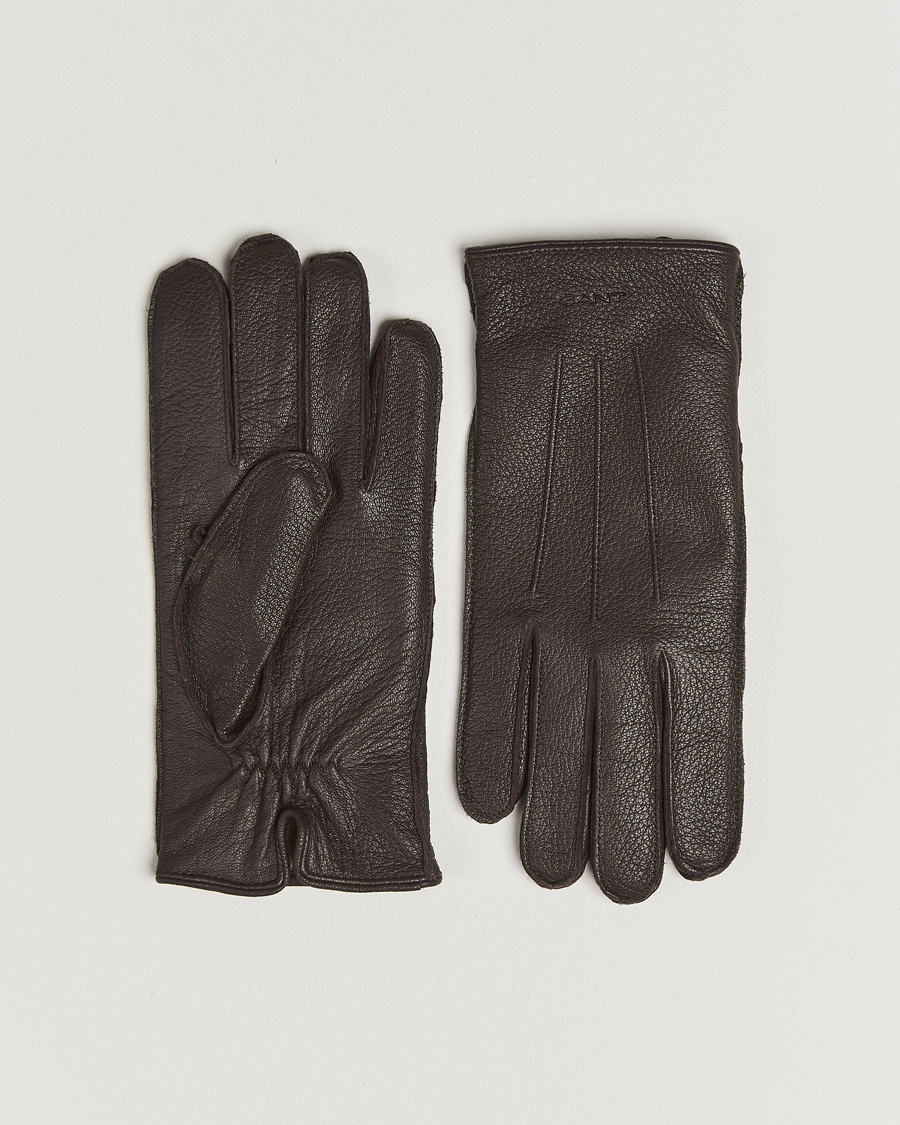 Herren | Handschuhe | GANT | Cashmere Lined Leather Glove Deep Brown