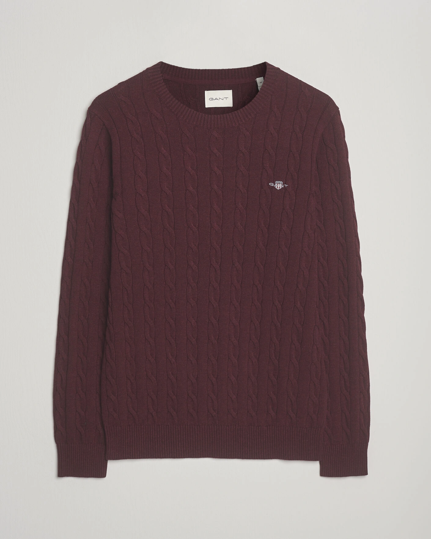 Herren | Pullover | GANT | Cotton Cable Crew Neck Pullover Bordeaux Melange
