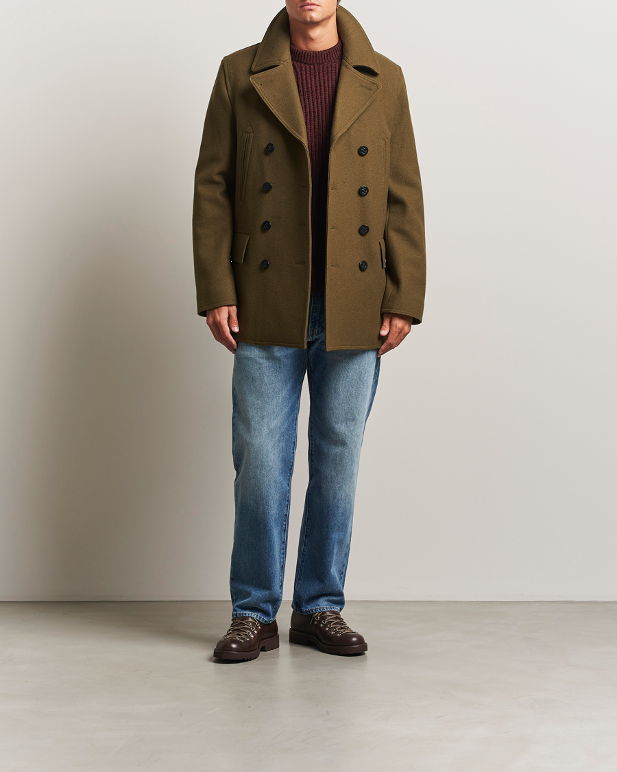 Herren | Jacken | Gloverall | Churchill Reefer Peacoat Loden Green