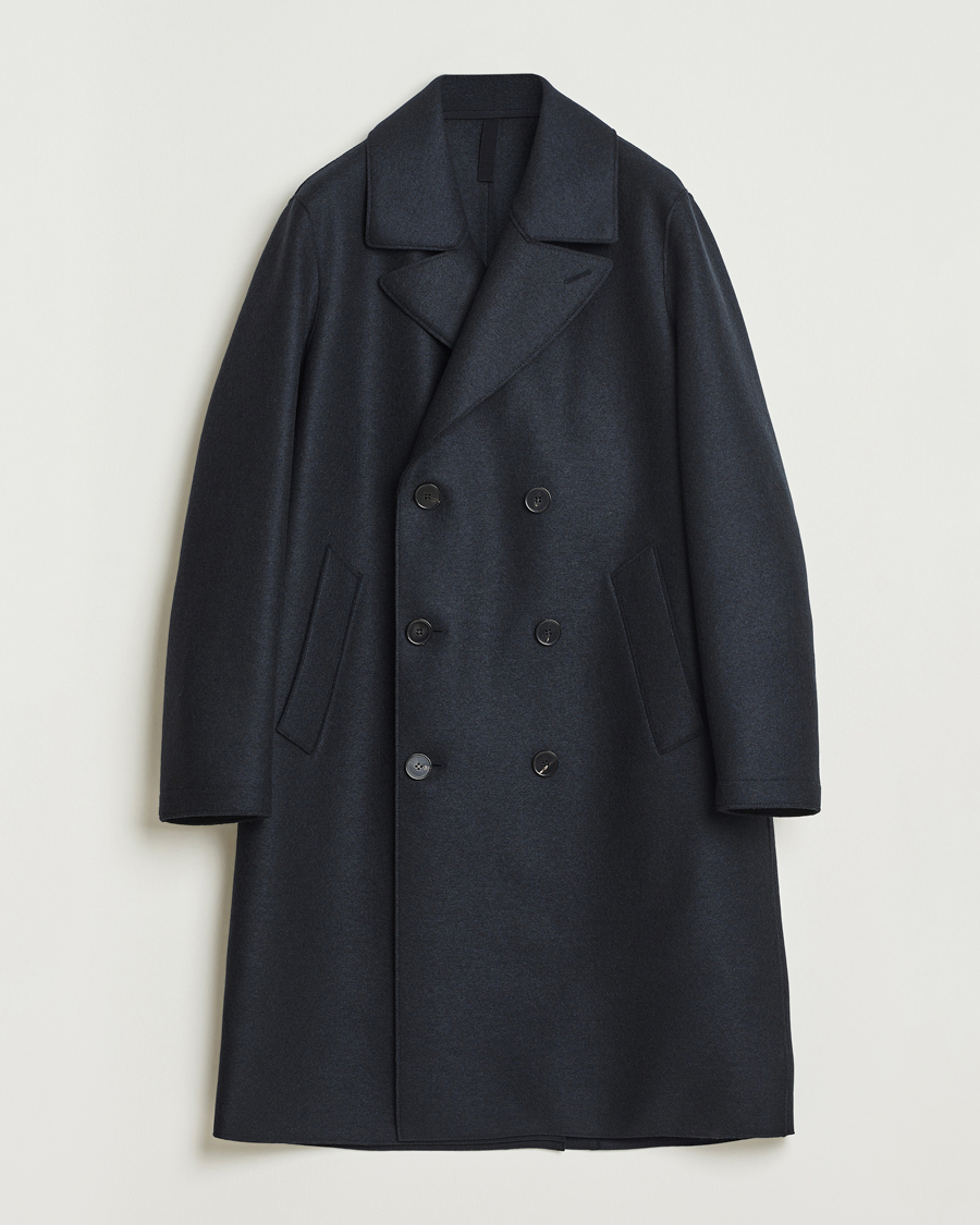 Herren | Jacken | Harris Wharf London | Pressed Wool Long Peacoat Dark Blue