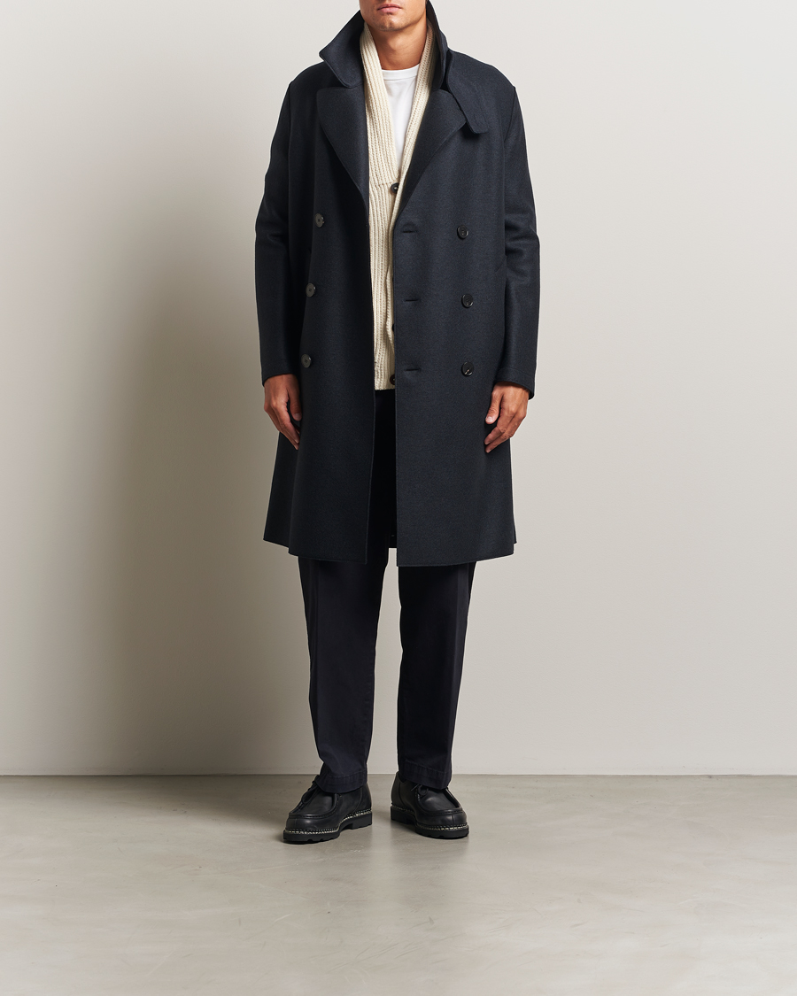 Herren | Jacken | Harris Wharf London | Pressed Wool Long Peacoat Dark Blue