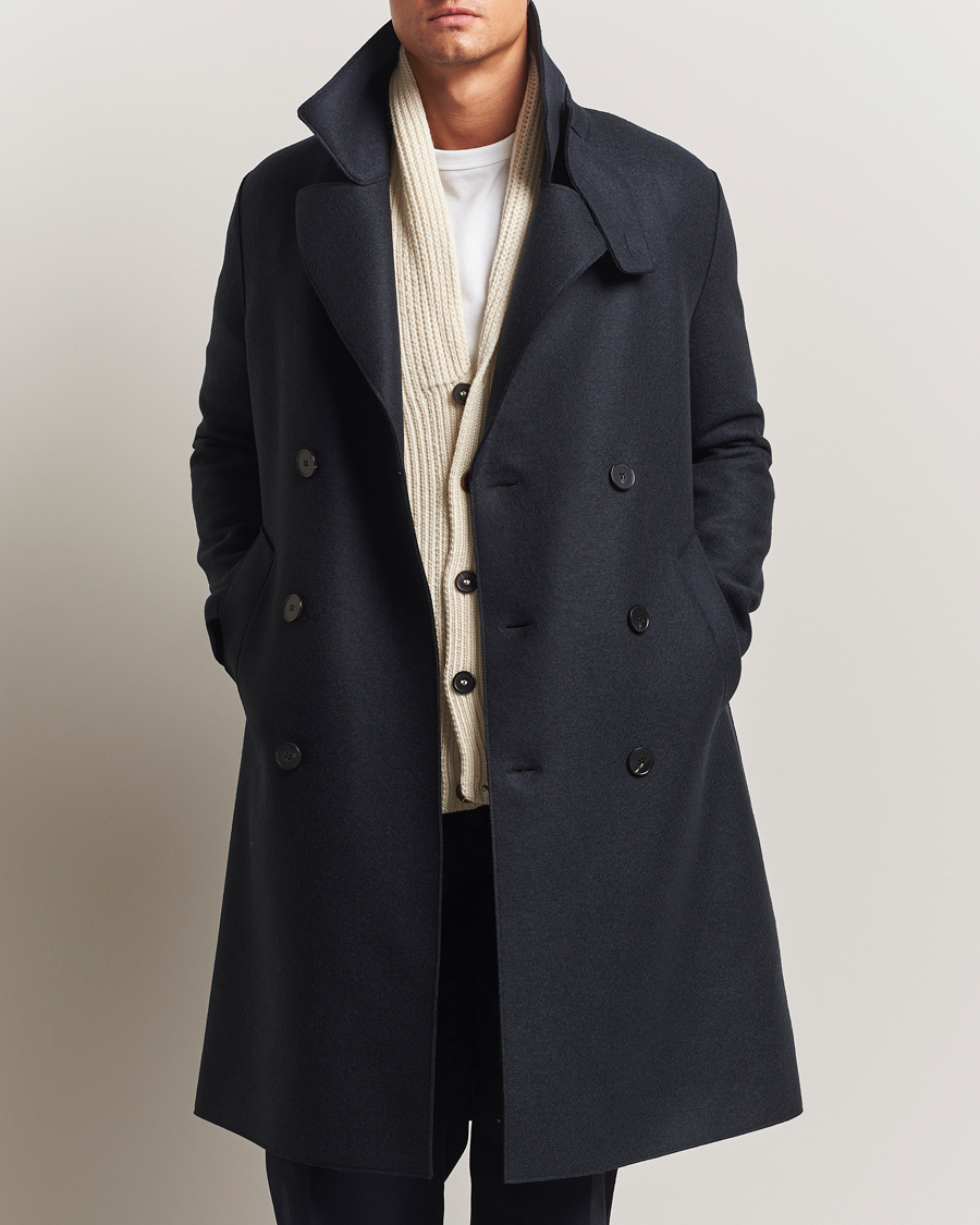 Herren | Jacken | Harris Wharf London | Pressed Wool Long Peacoat Dark Blue
