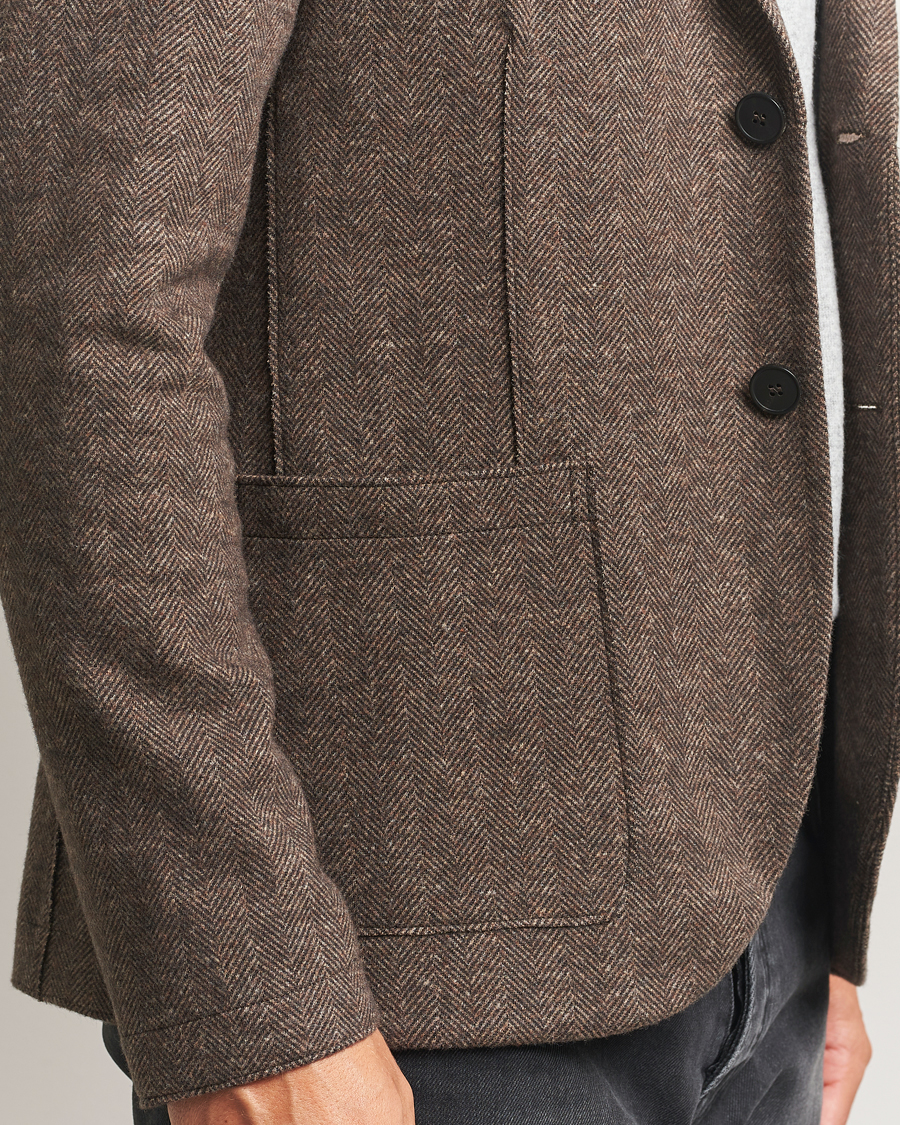 Herren | Sakkos | Harris Wharf London | Two Button Herringbone Blazer Brown
