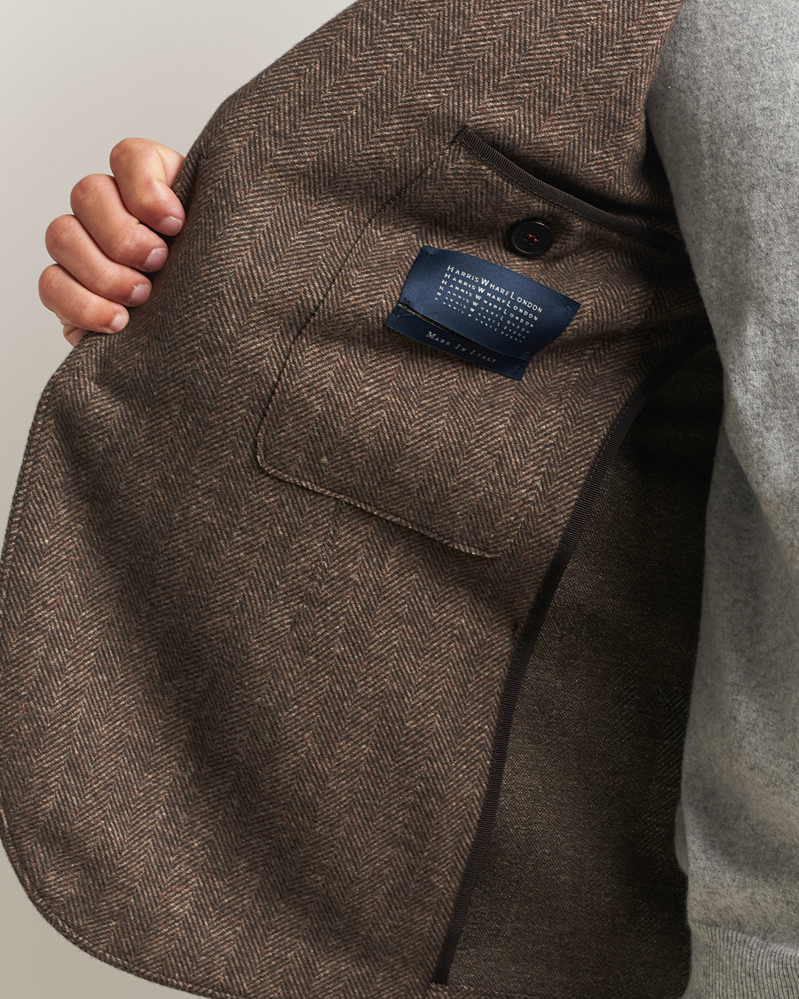 Herren | Sakkos | Harris Wharf London | Two Button Herringbone Blazer Brown