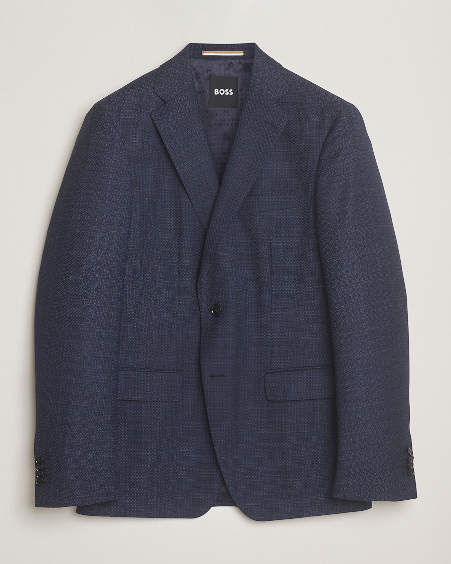 Herren | Sakkos | BOSS BLACK | Hutson Wool Checked Blazer Open Blue