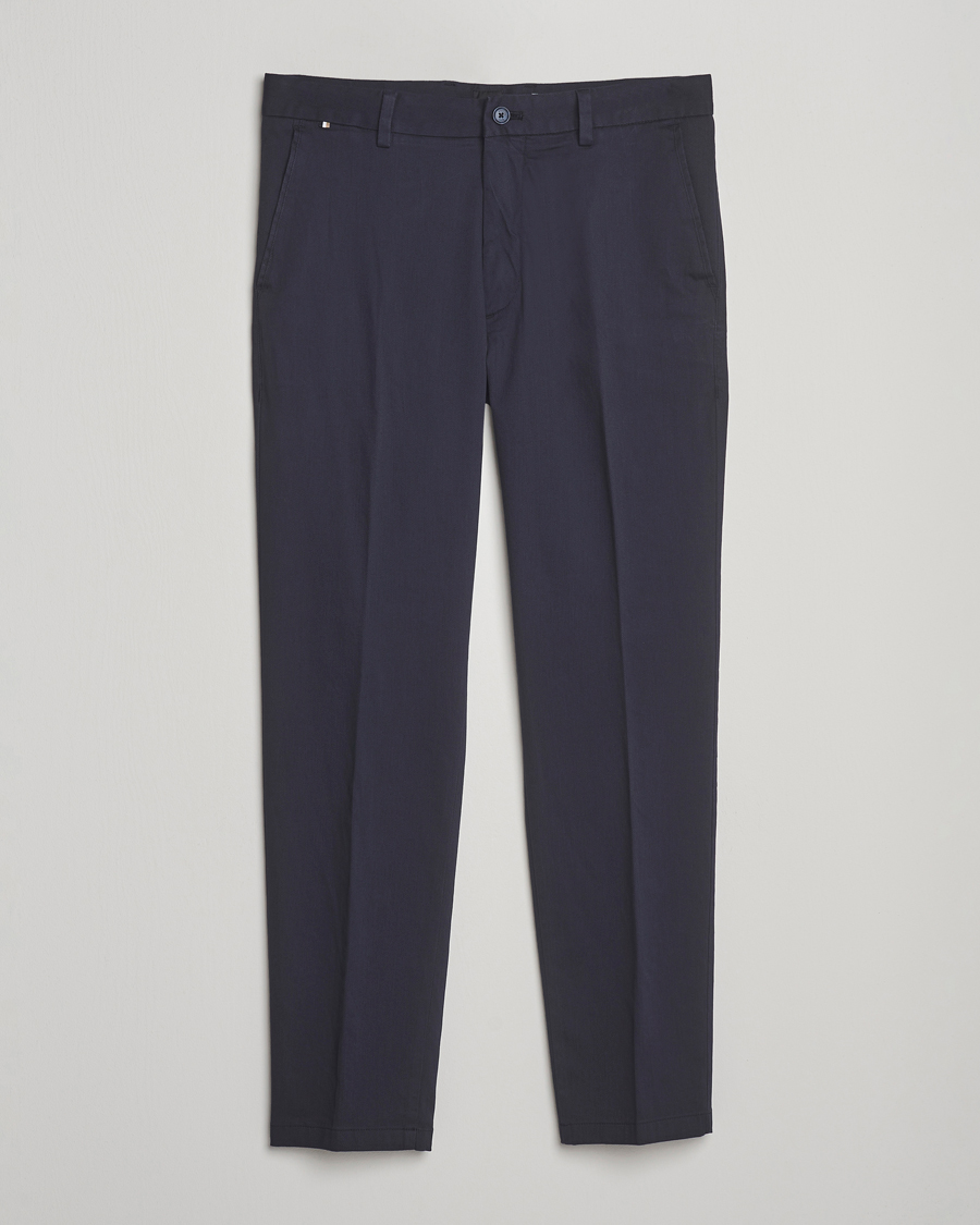 Herren | Hosen | BOSS BLACK | Kane Brushed Cotton Pleated Trousers Dark Blue