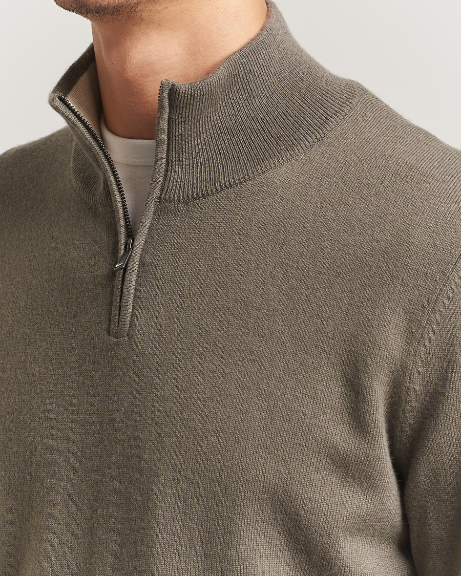 Herren | Pullover | BOSS BLACK | Hemarlo Wool/Cashmere Half Zip Open Brown
