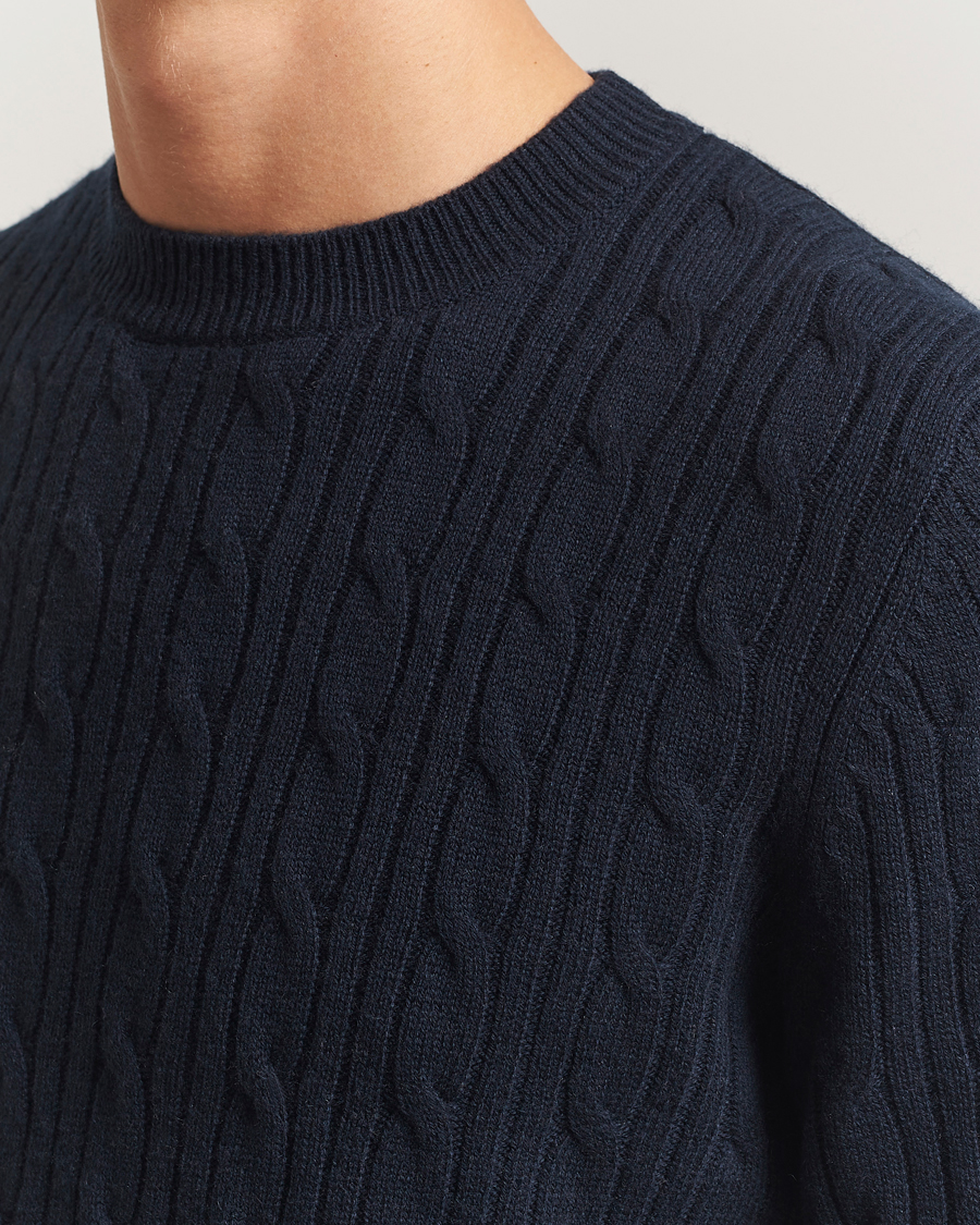 Herren | Pullover | BOSS BLACK | Hetico Wool/Cashmere Cable Sweater Dark Blue