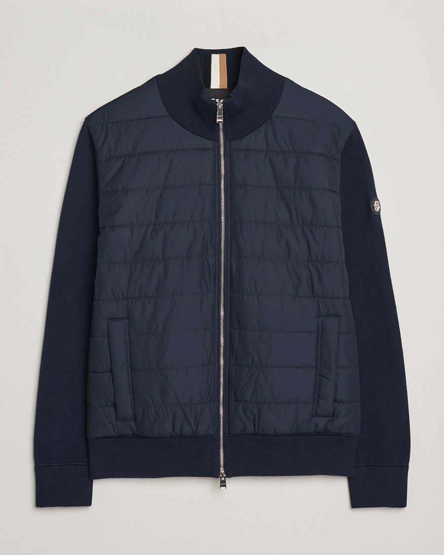 Herren | Jacken | BOSS BLACK | Hernest Hybrid Full Zip Dark Blue