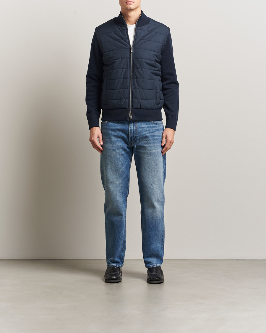 Herren | Pullover | BOSS BLACK | Hernest Hybrid Full Zip Dark Blue