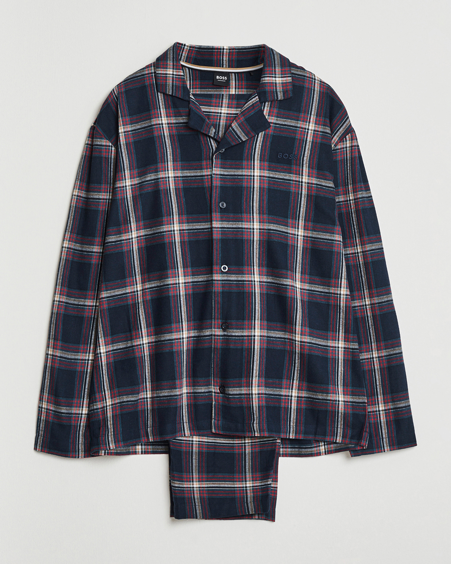Herren | Schlafanzüge & Bademäntel | BOSS BLACK | Flannel Long Sleeve Pyjama Set Open Blue